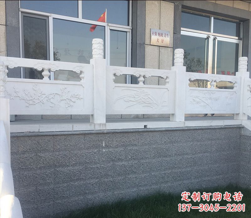 贵州别墅汉白玉栏板景观石雕 (2)