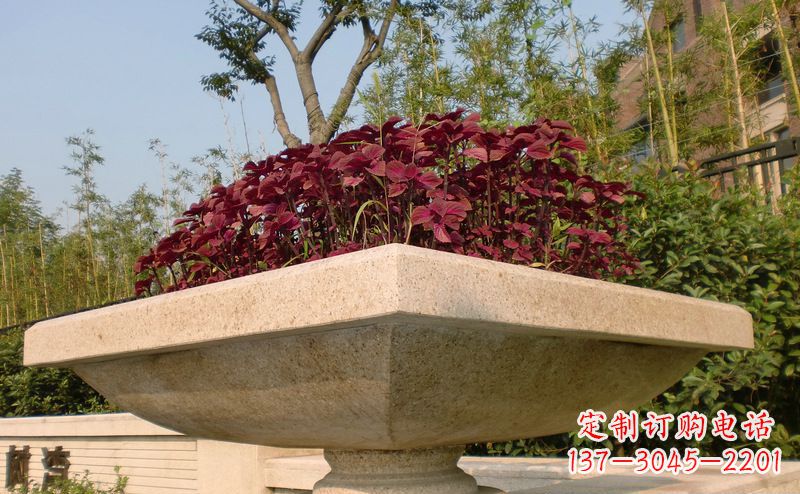 贵州别墅景观大理石花盆石雕_1