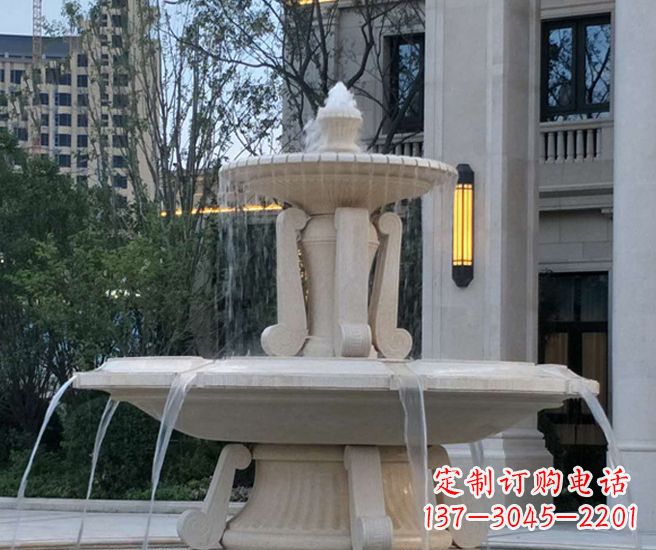 贵州别墅景观汉白玉喷泉石雕 (2)