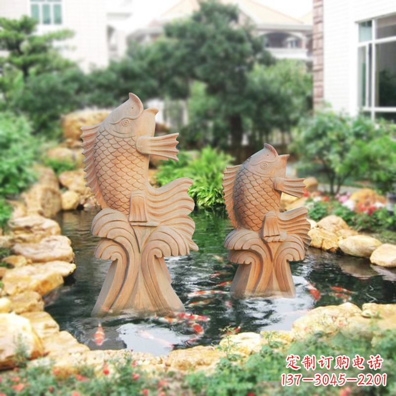 贵州别墅庭院吉祥招财石雕鱼喷泉雕塑