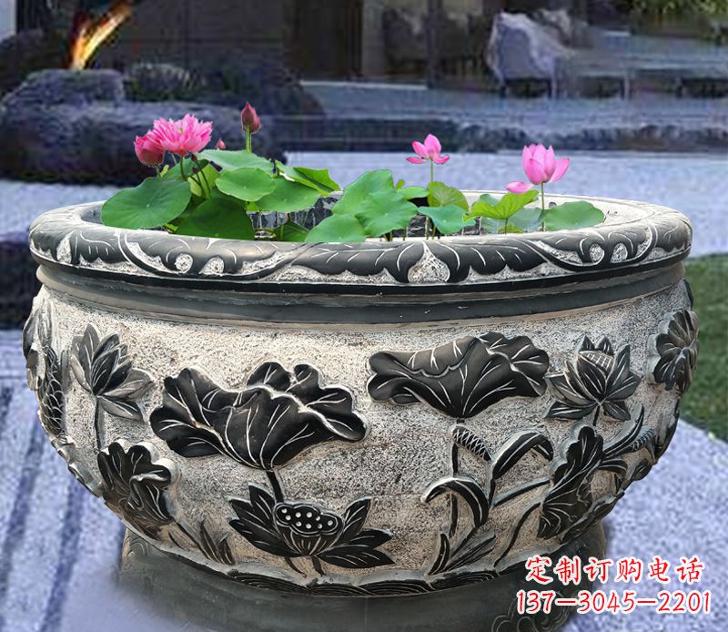 贵州别墅庭院石雕鱼缸