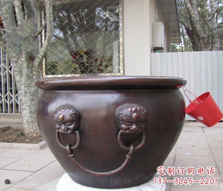 贵州招财进宝水缸铜雕塑摆件