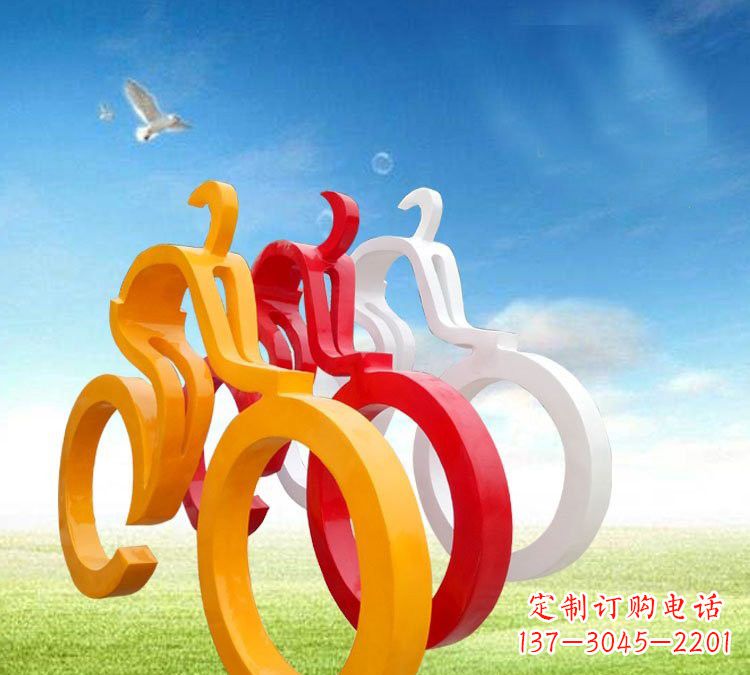 贵州玻璃钢艺术自行车雕塑