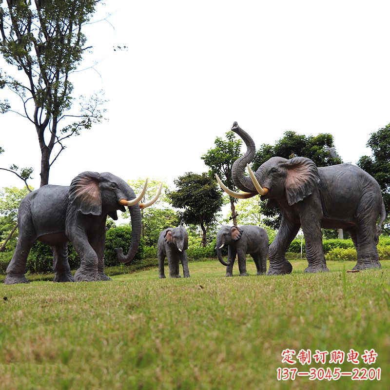 贵州玻璃钢大象雕塑传承古老文化,点缀园林景观