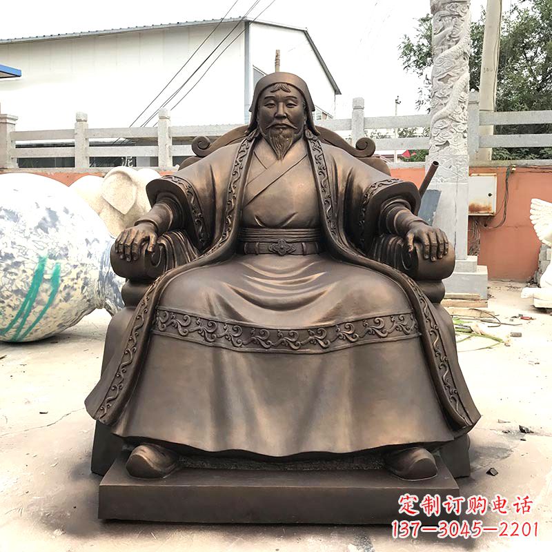 贵州成吉思汗玻璃钢仿铜雕塑