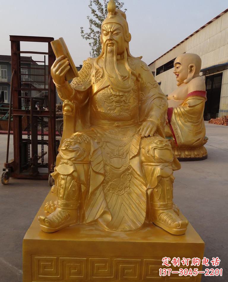 贵州玻璃钢仿铜关公雕塑——传承春秋精神