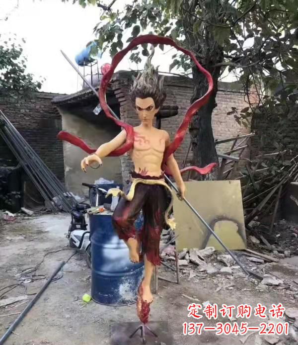 贵州仿真玻璃钢哪吒雕塑精美绝伦
