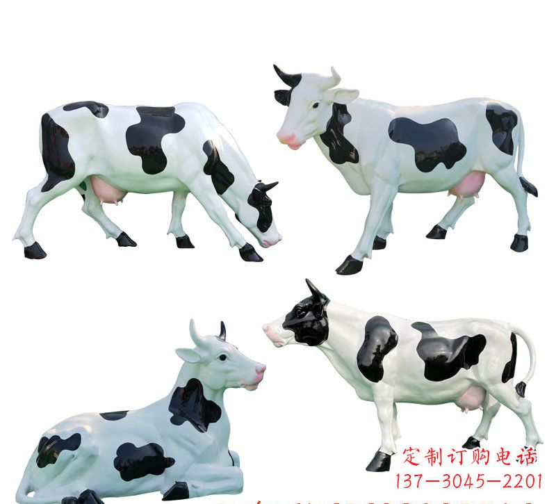 贵州玻璃钢仿真奶牛雕塑精美的艺术品