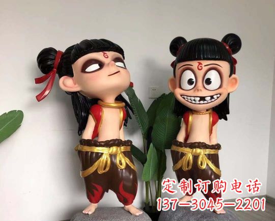 贵州玻璃钢卡通哪吒雕塑