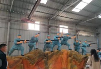 贵州英雄雕塑玻璃钢仿真抗战人物景观雕塑