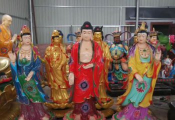 贵州玻璃钢佛像彩绘西方三圣雕塑
