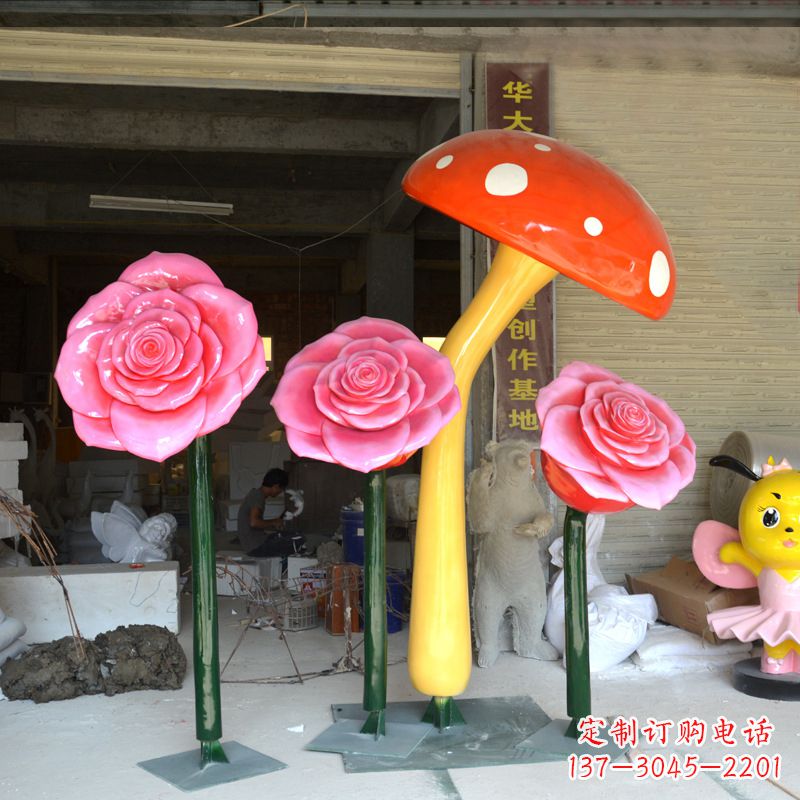 贵州玫瑰之美玻璃钢玫瑰雕塑