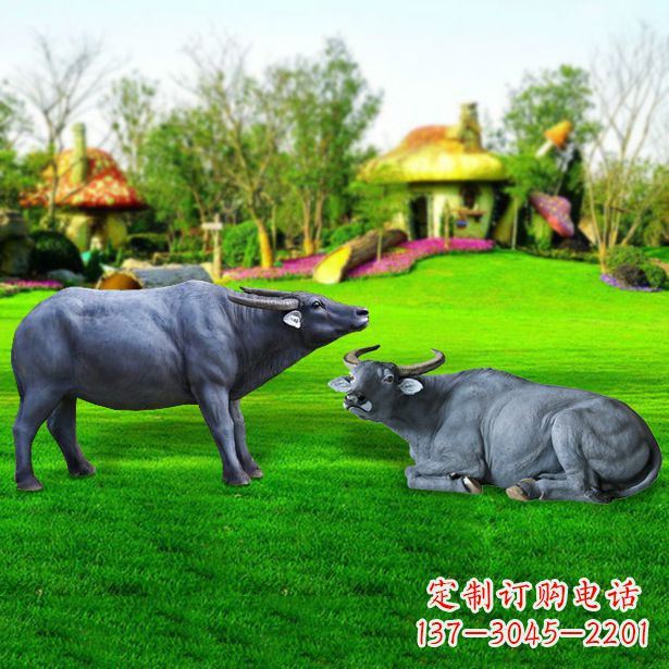 贵州玻璃钢水牛雕塑,复古农家院情怀