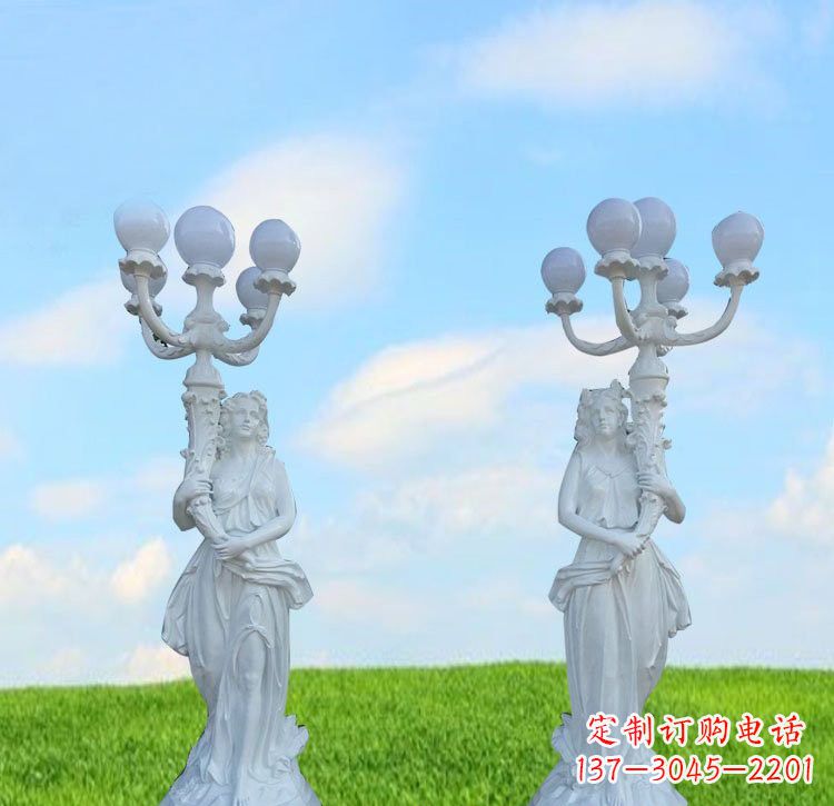 贵州美女雕塑玻璃钢西方美女路灯的艺术精髓