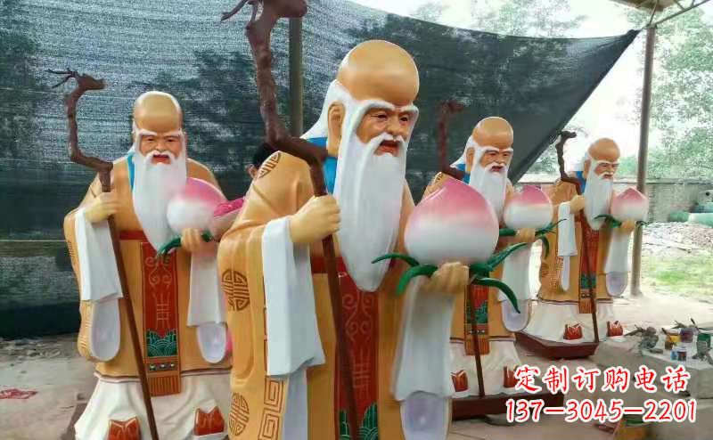 贵州玻璃钢宗教庙宇神像彩绘老寿星雕塑