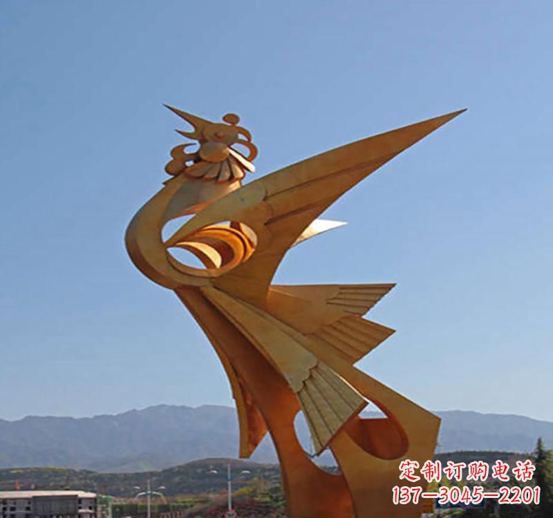 贵州不锈钢凤凰雕塑传承瑞雪兆丰年