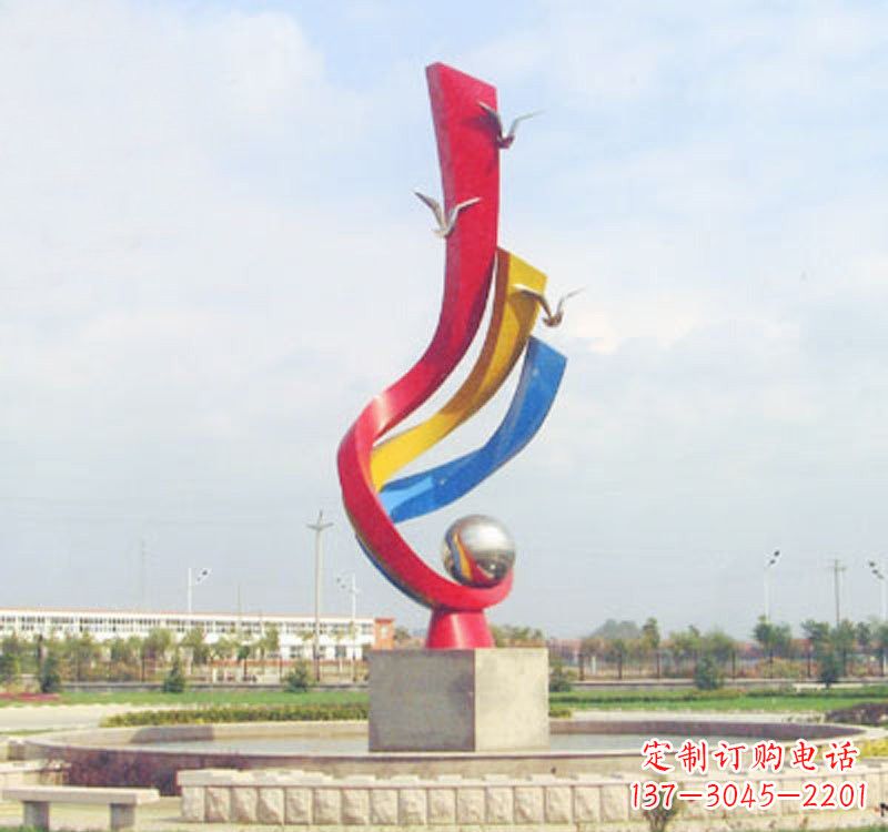 贵州不锈钢彩色海鸥海浪雕塑——美丽传承