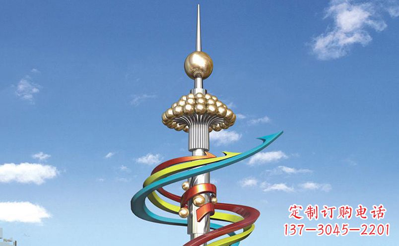 贵州不锈钢飘带彩色雕塑——缤纷空间的艺术美学