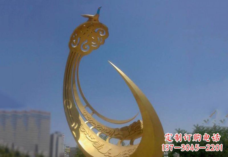 贵州凤凰展翅高飞——不锈钢城市大型抽象创意雕塑