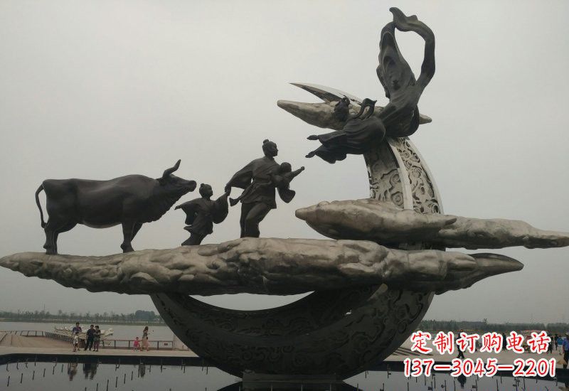 贵州不锈钢牛郎织女雕塑传说中的爱情