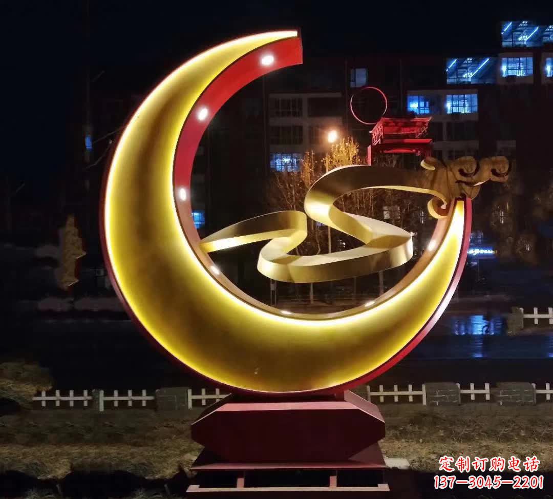 贵州绚丽的不锈钢月亮雕塑