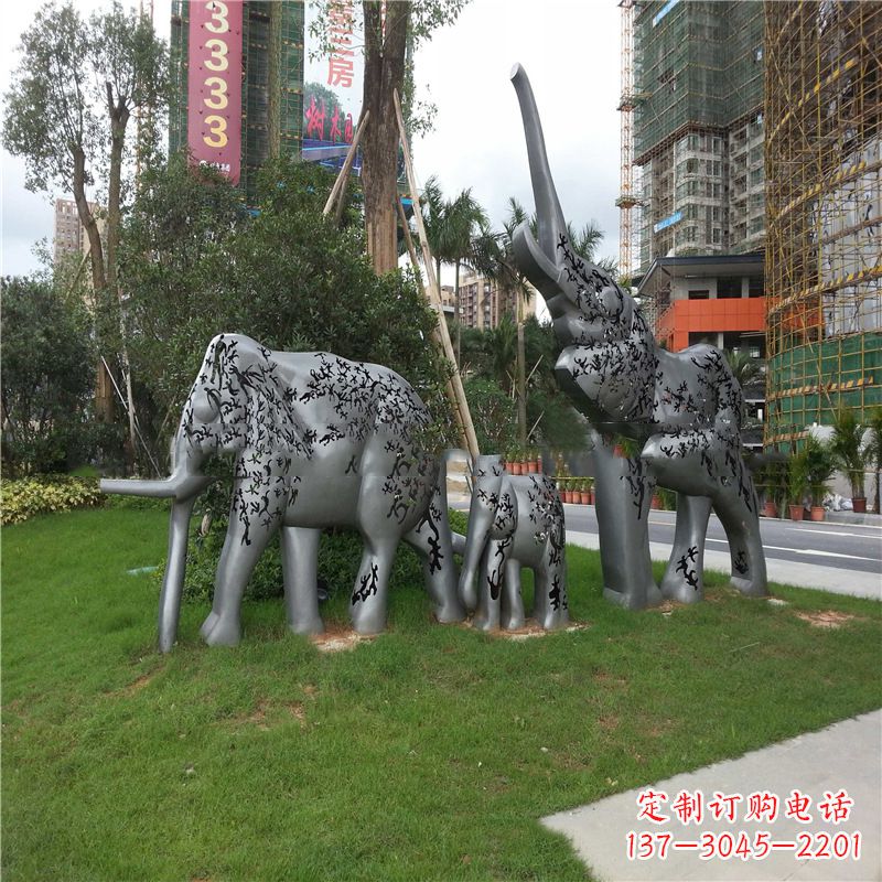 贵州不锈钢大象雕塑小区园林的精美装饰