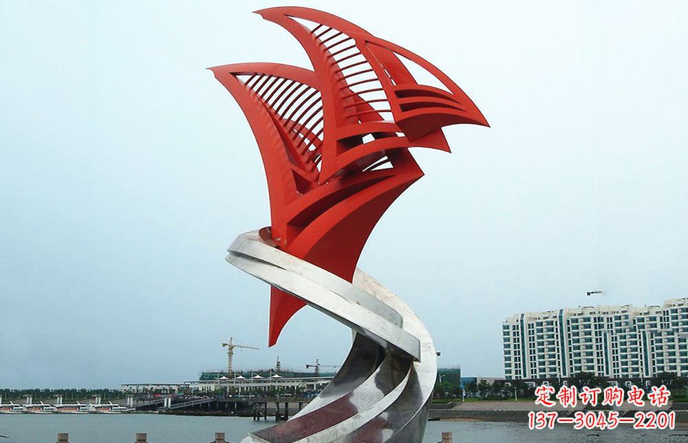 贵州海洋之舟——不锈钢抽象帆船海边景观雕塑