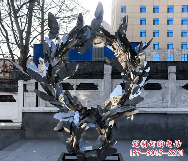 贵州不锈钢蝴蝶花环景观雕塑
