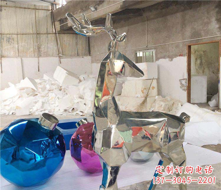 贵州不锈钢梅花鹿雕塑