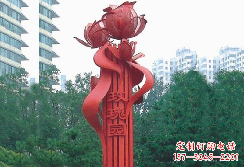 贵州不锈钢玫瑰雕塑精美而优雅