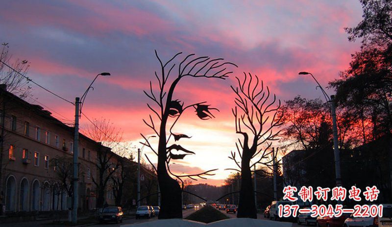 贵州不锈钢人头雕塑点缀街边景观