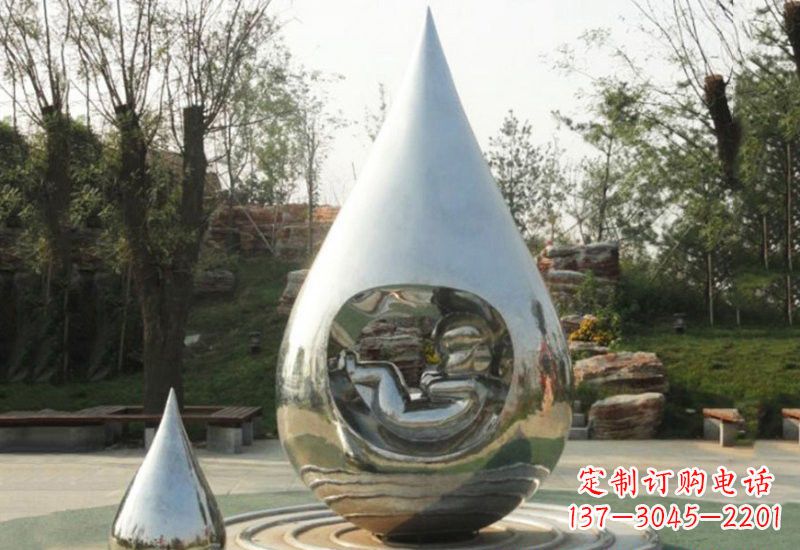 贵州不锈钢水滴雕塑缔造生命之源