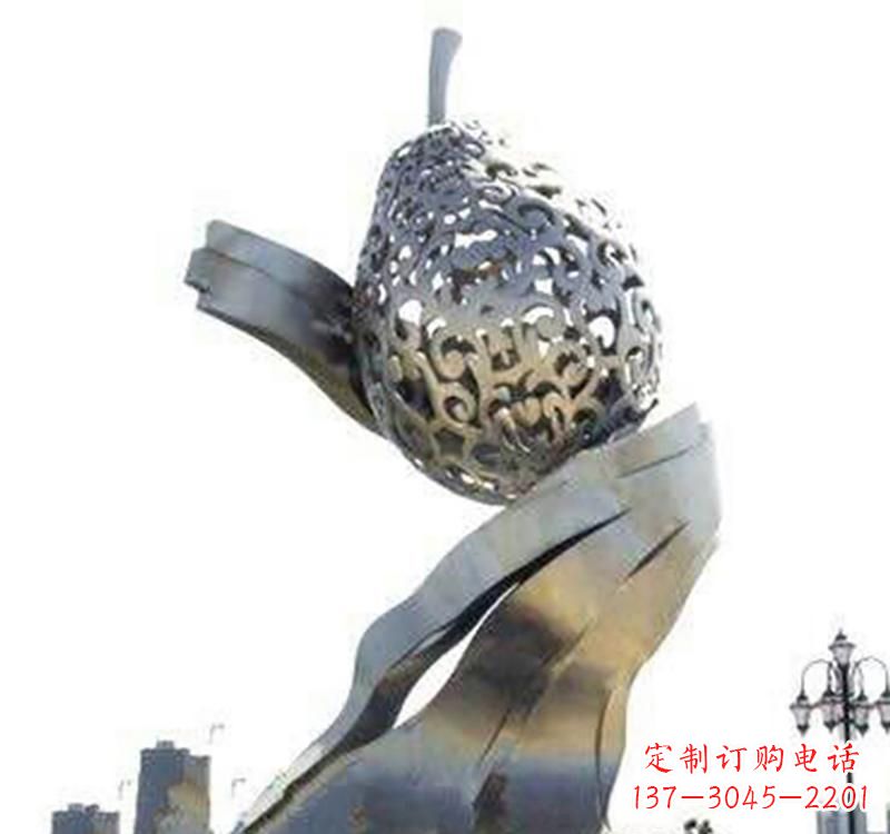 贵州不锈钢梨雕塑艺术结合精美外形