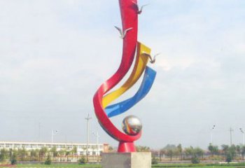 贵州不锈钢彩色海鸥海浪雕塑——美丽传承