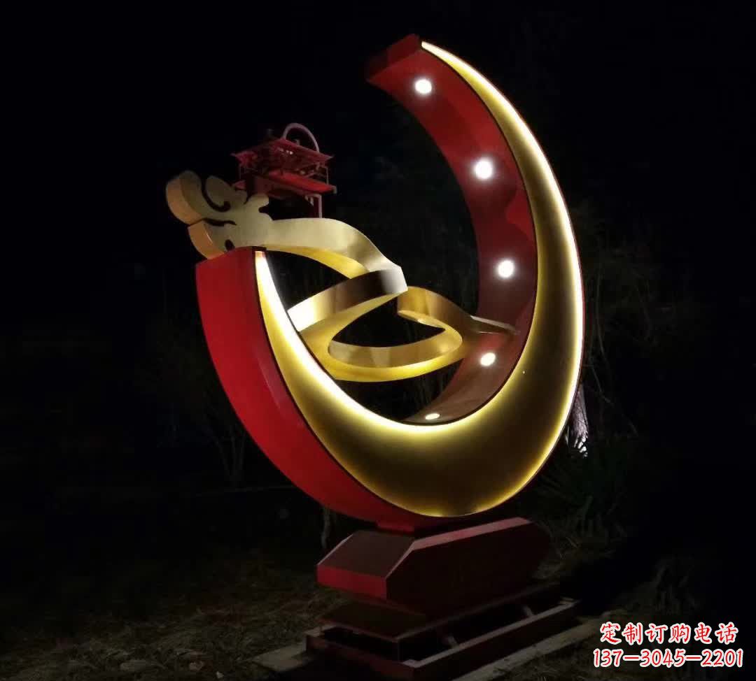 贵州不锈钢月亮雕塑静谧中的经典之美