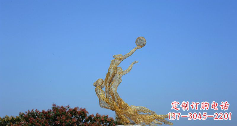 贵州不锈钢打篮球的女孩公园景观雕塑