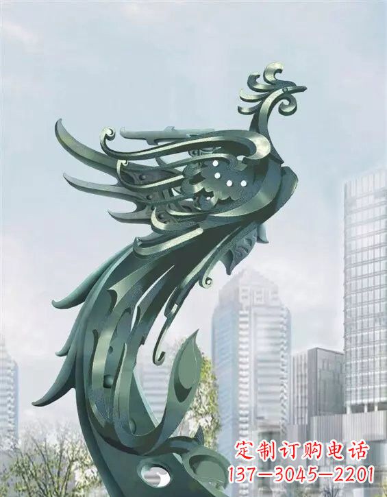 贵州不锈钢大型凤凰雕塑美丽而神秘