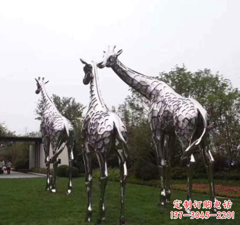 贵州精美的不锈钢大型长颈鹿雕塑