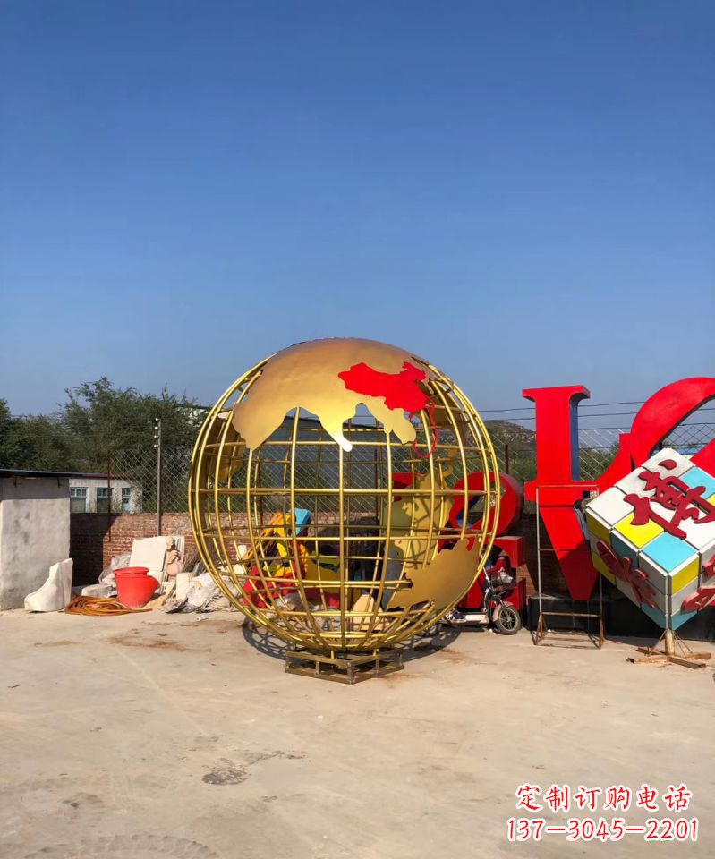 贵州不锈钢地球仪雕塑点缀校园景观