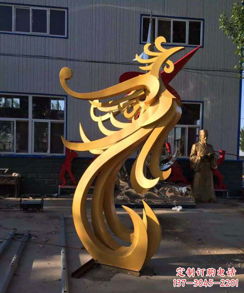 贵州不锈钢雕刻凤凰雕塑传承精美工艺