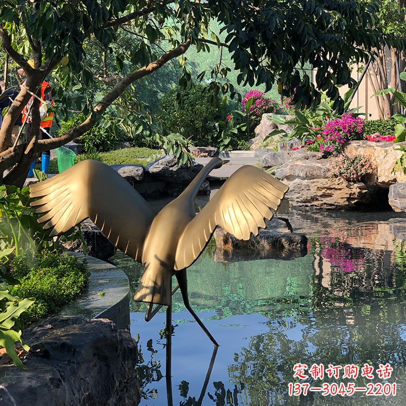 贵州不锈钢动物鹤雕塑精美艺术品