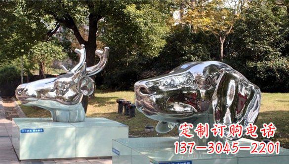 贵州动物十二生肖头像不锈钢雕塑