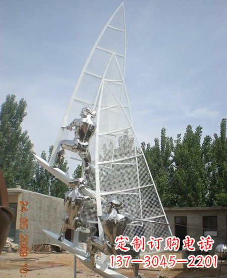 贵州海上航行不锈钢帆船雕塑