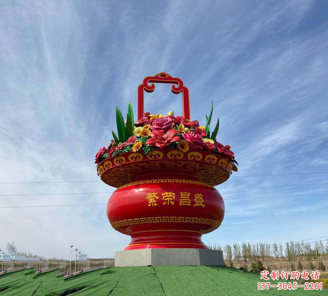 贵州不锈钢花篮雕塑象征繁荣昌盛