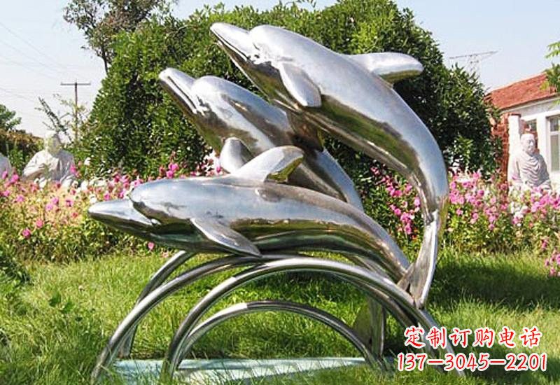 贵州不锈钢海豚雕塑——点亮公园的精灵