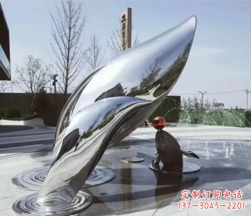 贵州精美不锈钢海豚雕塑