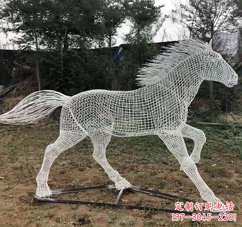 贵州不锈钢公园镂空奔马雕塑——给城市带来动感