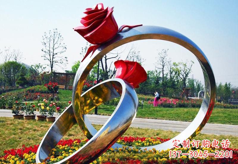 贵州不锈钢公园玫瑰花戒指雕塑精致精美的礼物