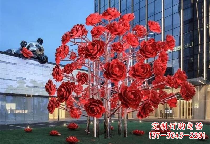 贵州不锈钢公园玫瑰花树雕塑——让玫瑰长驻公园