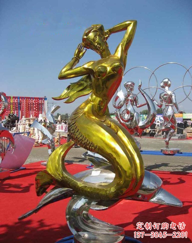 贵州不锈钢美人鱼雕塑——美丽的象征